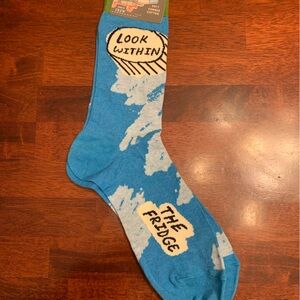 Blue Q 'Look Within' Blue and White Socks